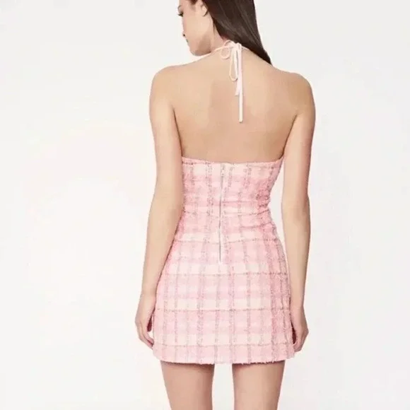 NWT Bardot Boucle Pink Lexi Mini Dress, Size M / US 6 - Picture 3 of 9